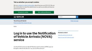 
                            3. Log in to use the Notification of Vehicle Arrivals (NOVA) service - Gov.uk
