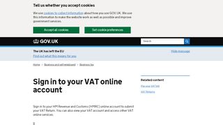 
                            1. Log in to use VAT online services - GOV.UK