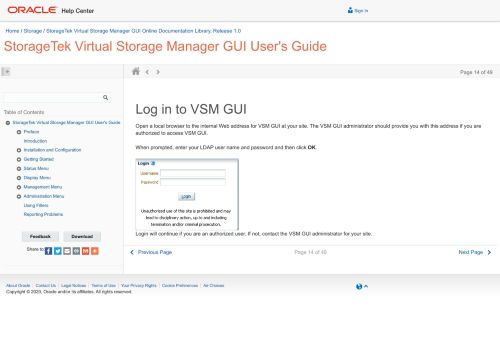 
                            10. Log in to VSM GUI - Oracle Docs