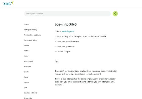 
                            6. Log-in to XING | XING FAQ