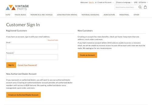 
                            8. Log-In to your account at Vintage Parts