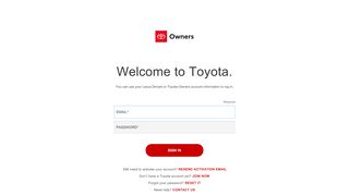 
                            2. Log in to your account - Toyota