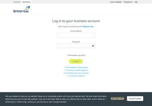 
                            7. Log in to your business account | British Gas business