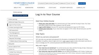 
                            4. Log in to Your Course | Henry Ford College