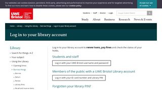 
                            3. Log in to your library account - UWE Bristol: Library