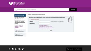 
                            4. Log in to your secure account - Birmingham City Council