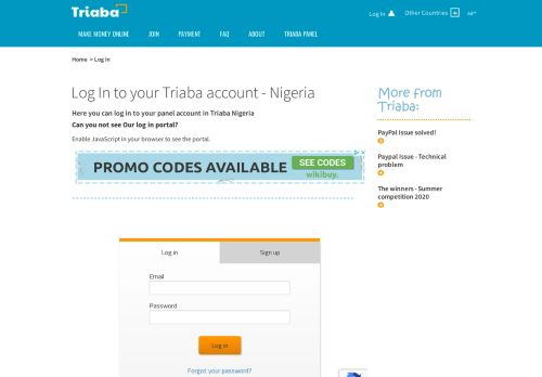 
                            1. Log In to your Triaba account - Nigeria