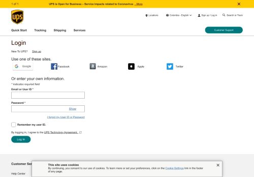 
                            6. Log in | UPS - Colombia - UPS.com