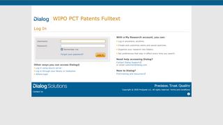 
                            9. Log In Using Secure Server - WIPO PCT Patents Fulltext - ProQuest ...