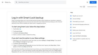 
                            6. Log in with Smart Lock backup - Waze Help - Google Support