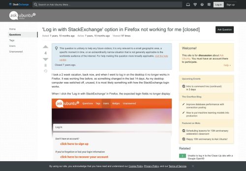 
                            11. 'Log in with StackExchange' option in Firefox not working for me ...