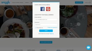 
                            5. Log in | Wriggle - exclusive food & drinks deals near you
