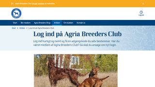 
                            8. Log ind på Agria Breeders Club - Agria Dyreforsikring