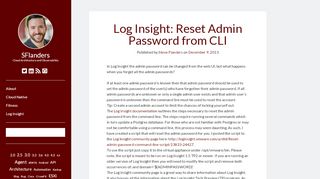 
                            7. Log Insight: Reset Admin Password from CLI - SFlanders