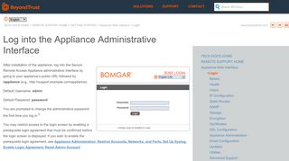 
                            1. Log into the Appliance Administrative Interface - BeyondTrust