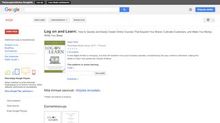 
                            7. Log on and Learn: How to Quickly and Easily Create Online Courses ... - Google-teoshaun tulos