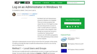
                            7. Log on as Administrator in Windows 10 - Help Desk Geek