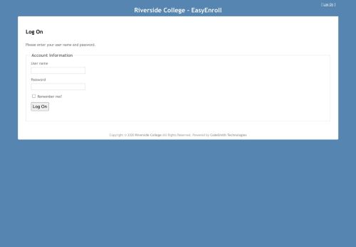 
                            2. Log On - Riverside College - EasyEnroll