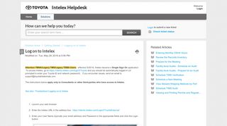
                            10. Log on to Intelex : Intelex Helpdesk