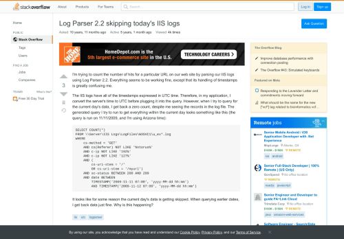 
                            13. Log Parser 2.2 skipping today's IIS logs - Stack Overflow