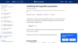 
                            8. Log rules: Justifying the logarithm properties (article) | Khan Academy