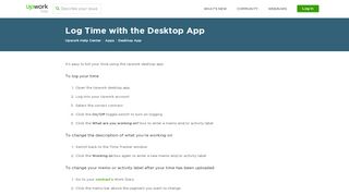 
                            9. Log Time with the Desktop App – Upwork Help Center