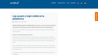 
                            3. Log usuario y login visible en la plataforma | emBlue