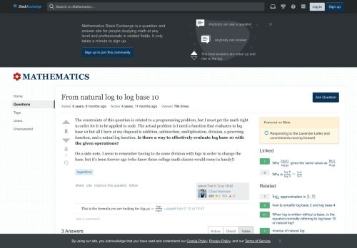 
                            7. logarithms - From natural log to log base 10 - Mathematics Stack ...