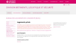 
                            12. Logements privés - Division bâtiments, logistique et sécurité - UNIGE