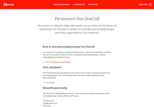 
                            7. Logg inn - Personverninnstillinger og samtykker | OneCall