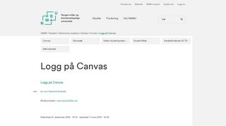 
                            1. Logg på Canvas | Norges miljø- og biovitenskapelige universitet - NMBU