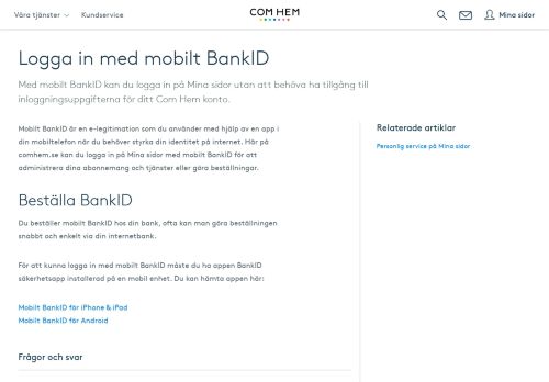 
                            5. Logga in med mobilt BankID - Com Hem
