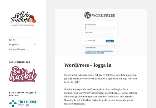
                            5. Logga in på Wordpress hemsida - Webbtanten