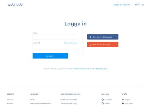 
                            3. Logga in - Webnode