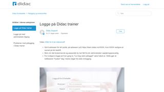 
                            7. Logge på Didac trainer – Didac Kundestøtte
