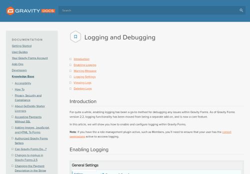 
                            11. Logging and Debugging - Gravity Forms Documentation