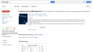 
                            11. Logging and Log Management: The Authoritative Guide to ...