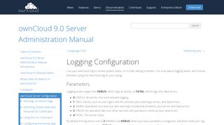 
                            4. Logging Configuration — ownCloud 9.0 Server Administration Manual ...