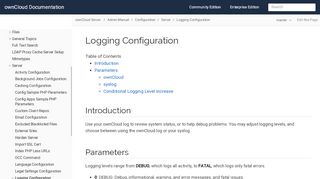 
                            8. Logging Configuration :: ownCloud Documentation