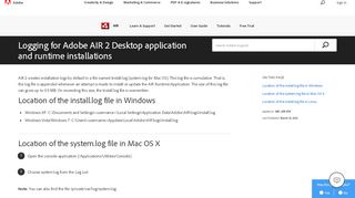 
                            3. Logging for Adobe AIR 2 Desktop application and runtime installations