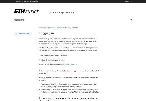 
                            11. Logging in – Academic Applications | ETH Zurich