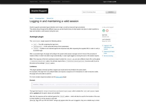 
                            5. Logging in and maintaining a valid session - Arachni Support