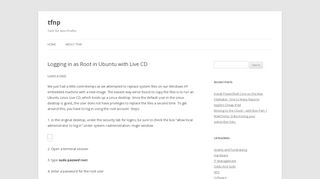 
                            6. Logging in as Root in Ubuntu with Live CD | tfnp