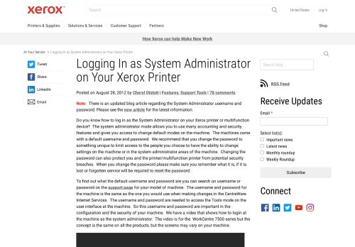 
                            4. Logging In as System Administrator on Your Xerox Printer - At Your ...