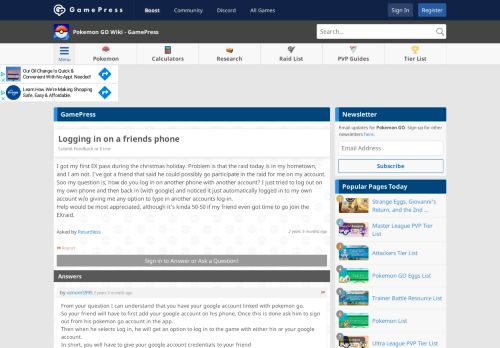 
                            2. Logging in on a friends phone | Pokemon GO Wiki - GamePress