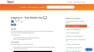 
                            5. Logging In - Solo Mobile App. – Vault Intelligence