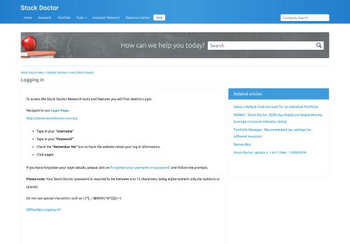 
                            5. Logging in – Stock Doctor Help