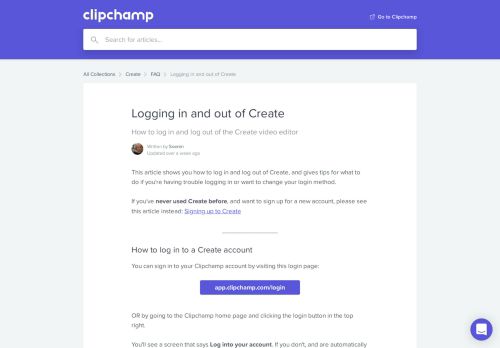 
                            5. Logging in to Create | Clipchamp Help Center
