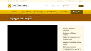 
                            8. Logging in to eCampus : Cedar Valley College