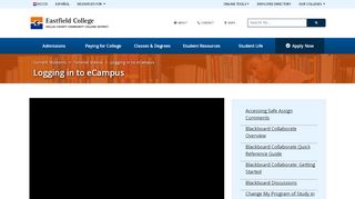
                            3. Logging in to eCampus : Eastfield College